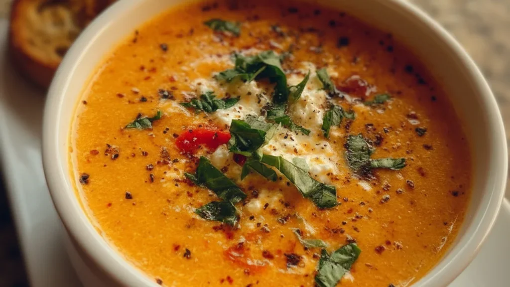 Roasted Red Pepper and Feta Soup
