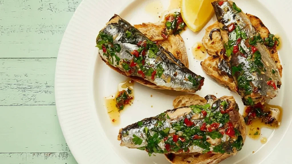 Sardines on Sourdough with Chilli Flakes