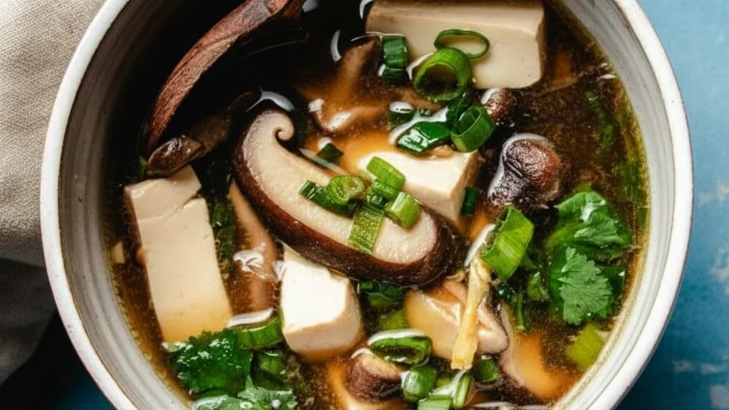 Tofu and Miso Soup with Shiitake Mushrooms
