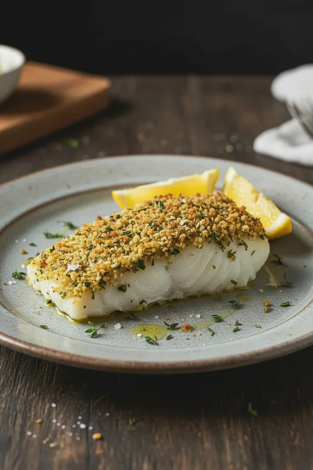 Baked Cod with a Herb and Oat Crust