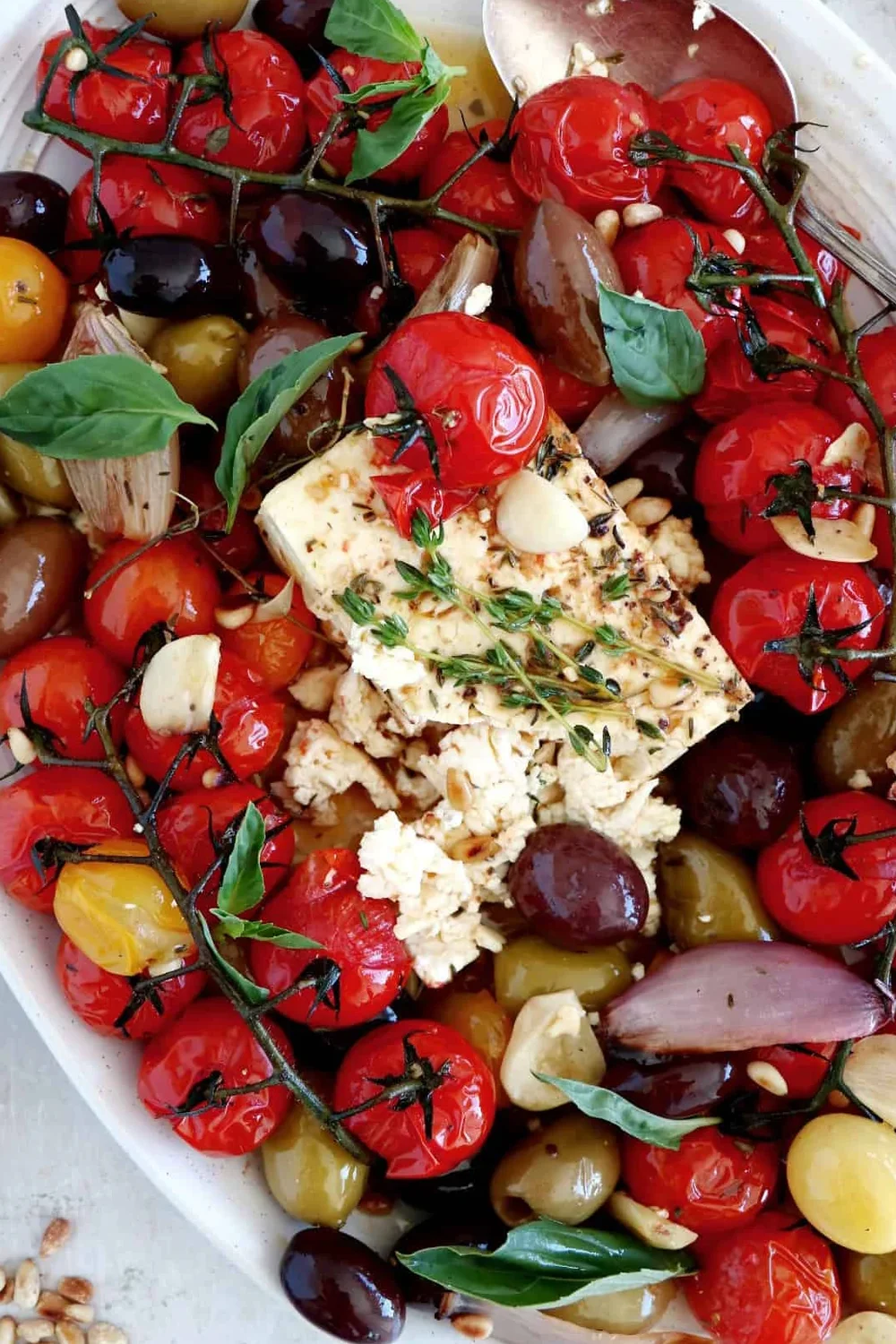 Baked Feta with Roasted Cherry Tomatoes & Olives