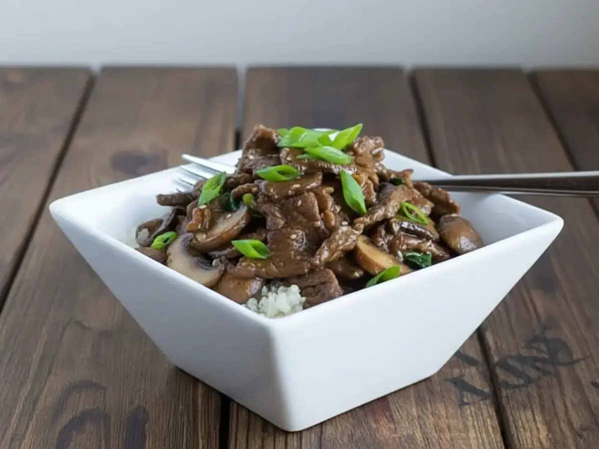 Beef and Mushroom Stir-fry with Cauliflower Rice