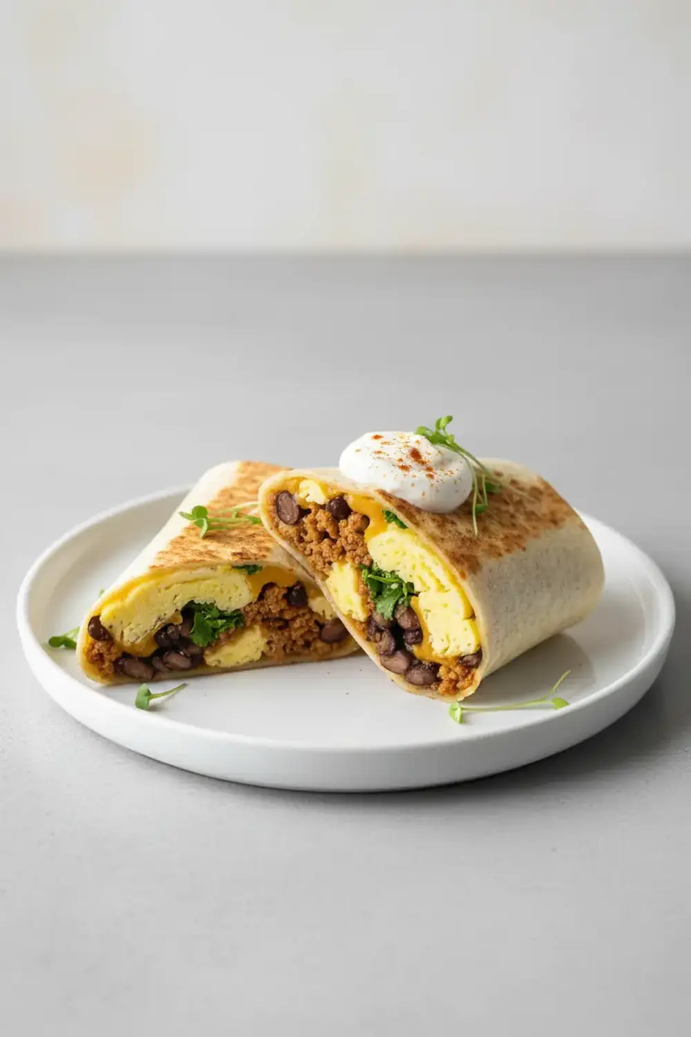 Breakfast Burrito with Black Beans and Turkey Mince