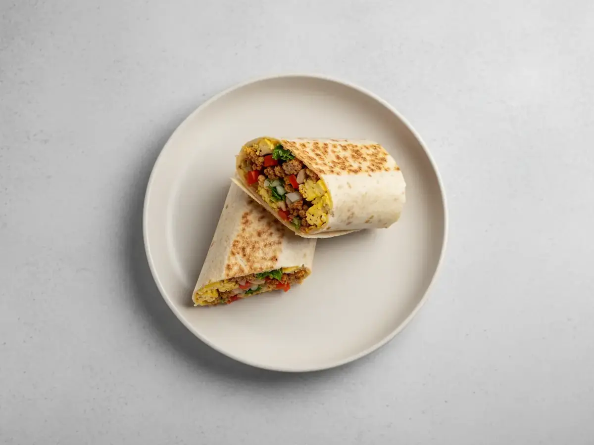 Breakfast Burrito with Turkey Mince