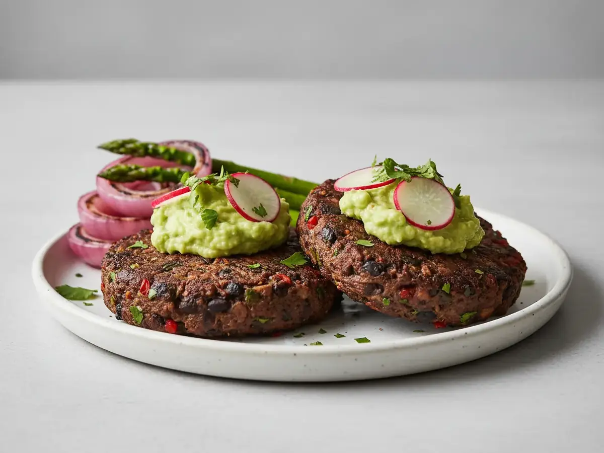 Bun-less Black Bean & Mushroom Burgers