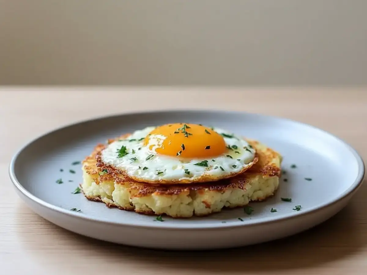 Cauliflower Hash with a Fried Egg