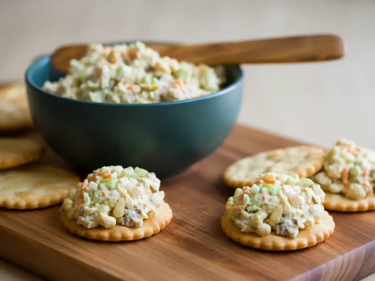 Chickpea Salad Mash on Crackers