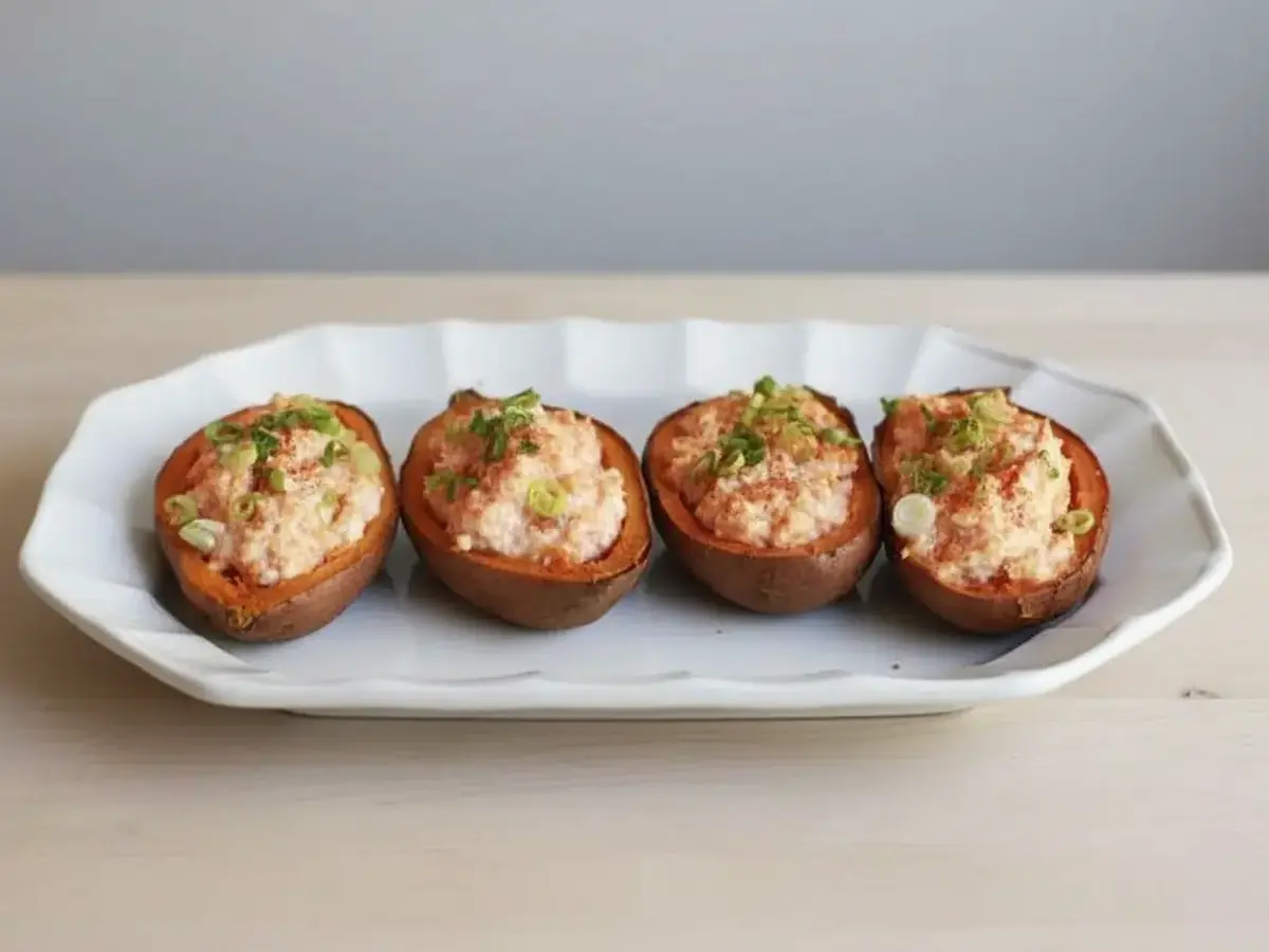 Cottage Cheese & Chive Stuffed Sweet Potato