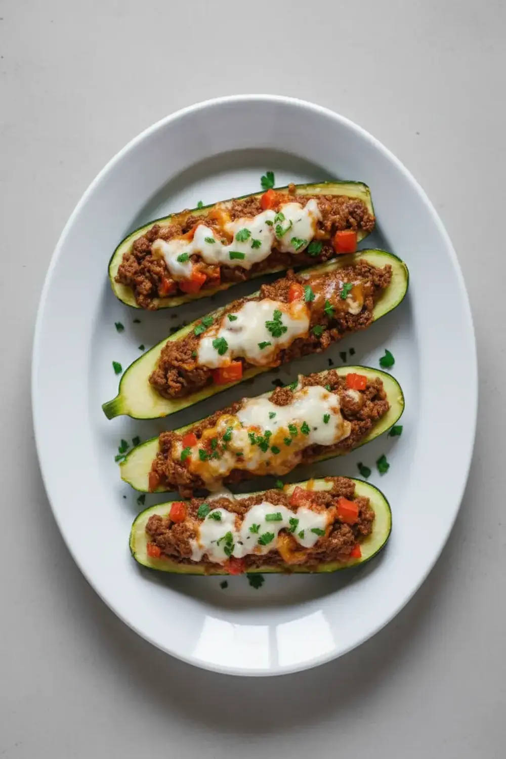 Courgette Boats with Beef Filling