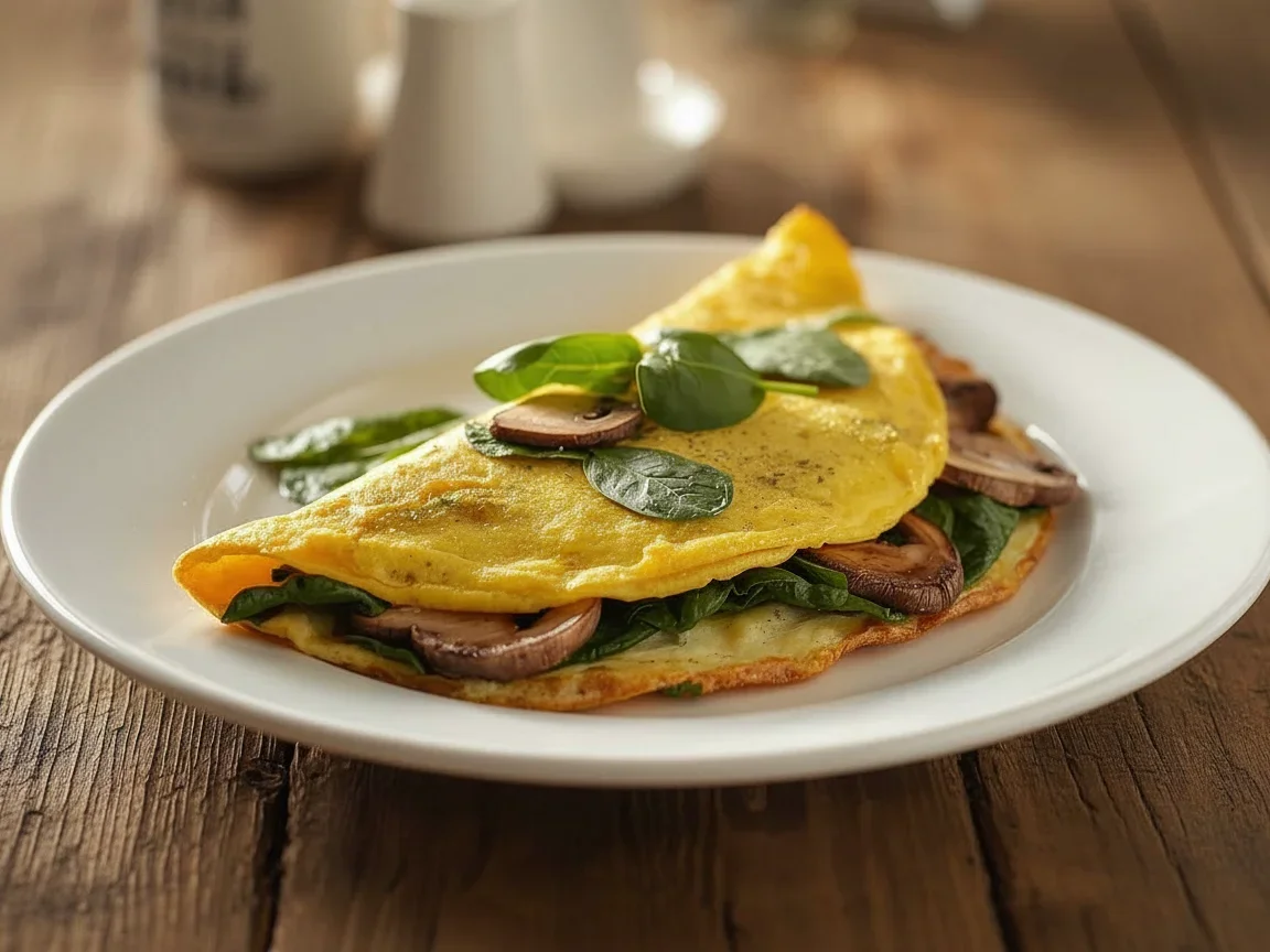 Egg White Omelette with Spinach & Mushrooms