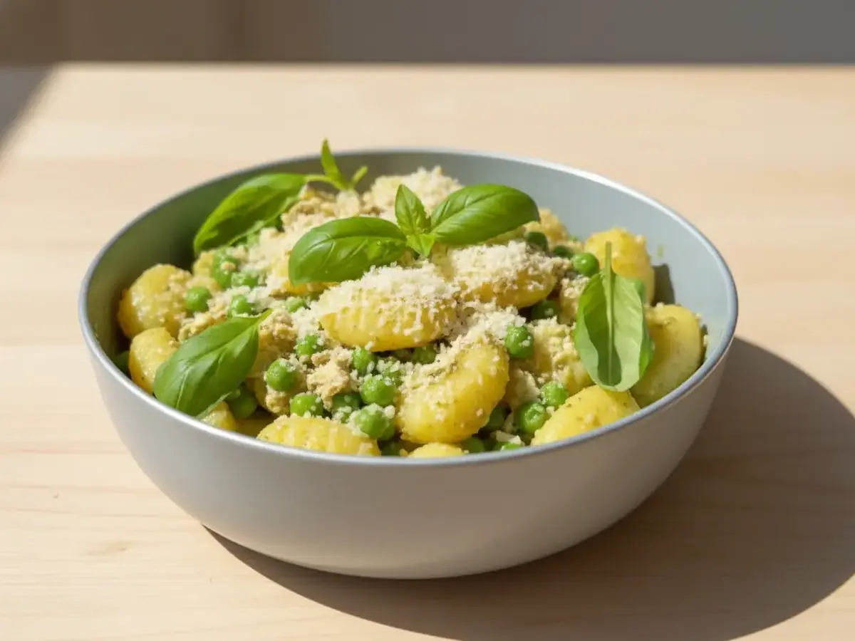 Gnocchi with Pesto, Peas & Parmesan