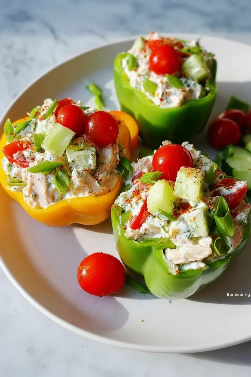 Greek Yoghurt Chicken Salad Stuffed Peppers