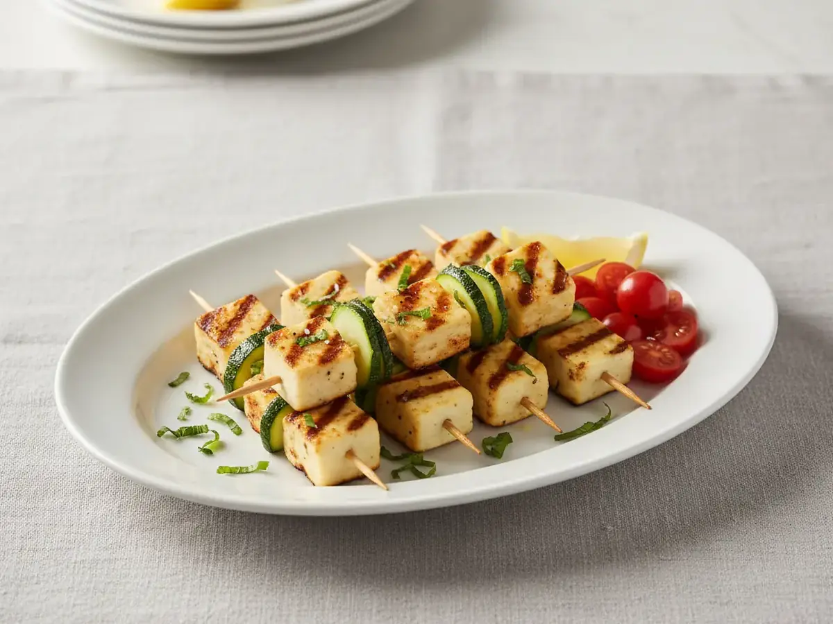 Grilled Halloumi & Courgette Skewers