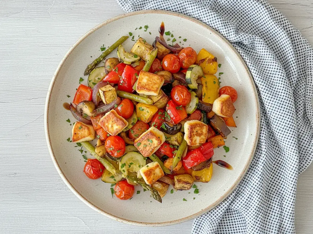 Halloumi and Mediterranean Vegetable Traybake