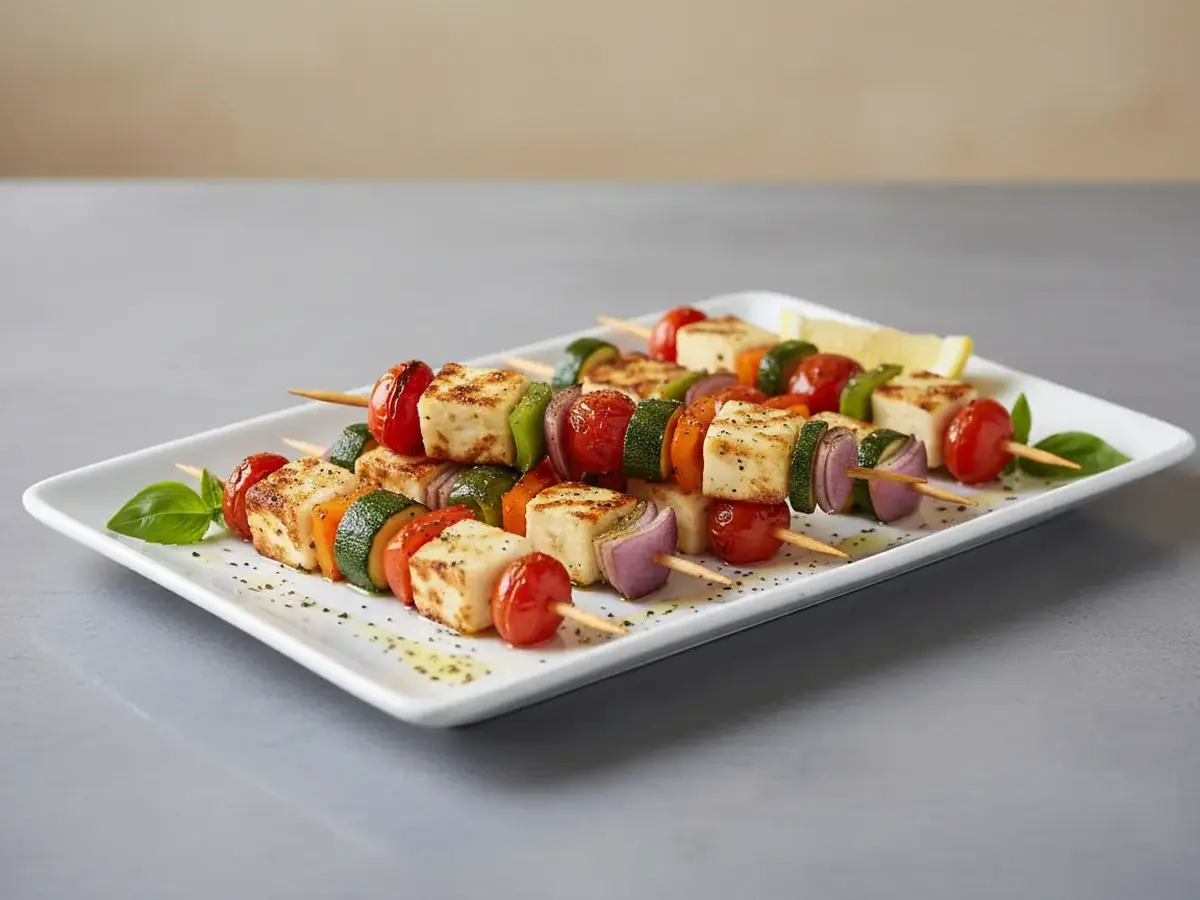 Halloumi and Vegetable Skewers