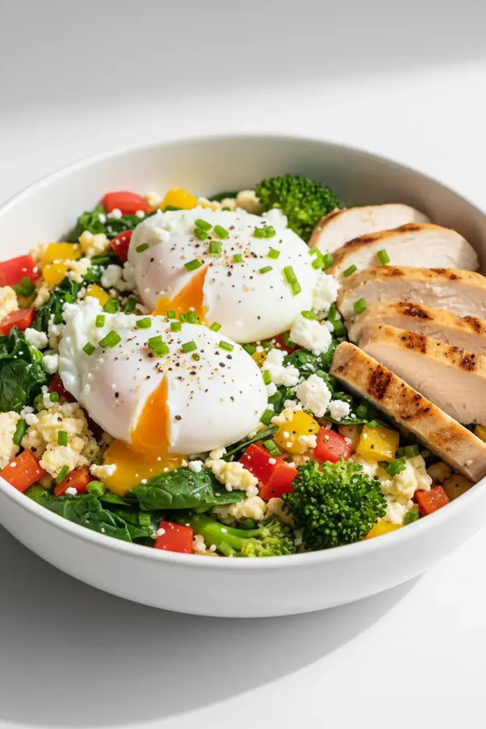 High Protein Breakfast Bowl with Eggs and Vegetables (Recipe)
