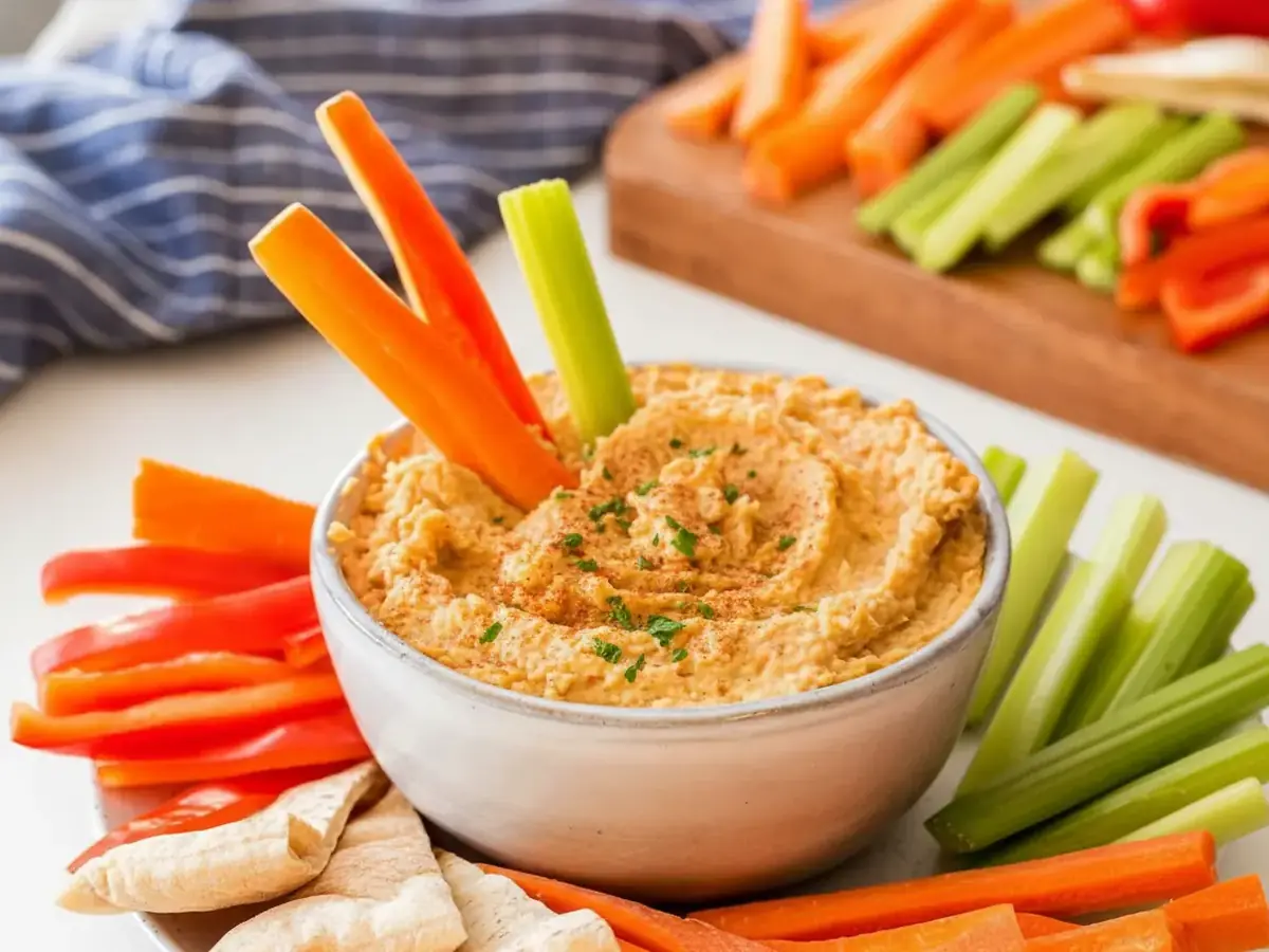 Hummus with Carrot & Pepper Sticks