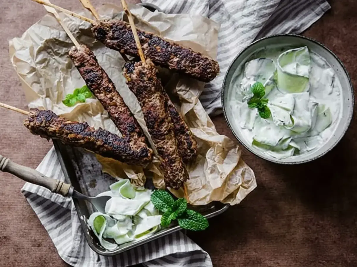 Lamb Koftas with Cucumber & Mint Raita
