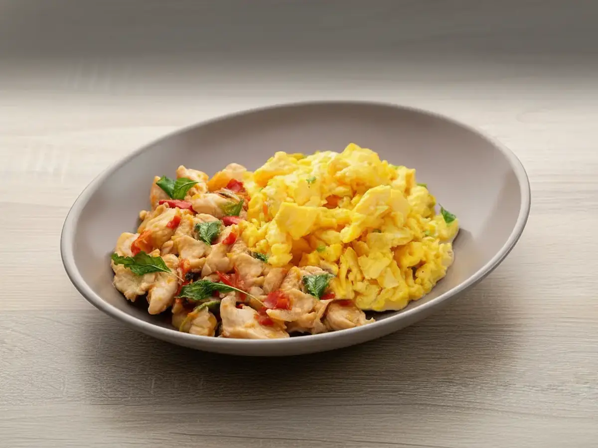 Leftover Chicken & Egg Scramble