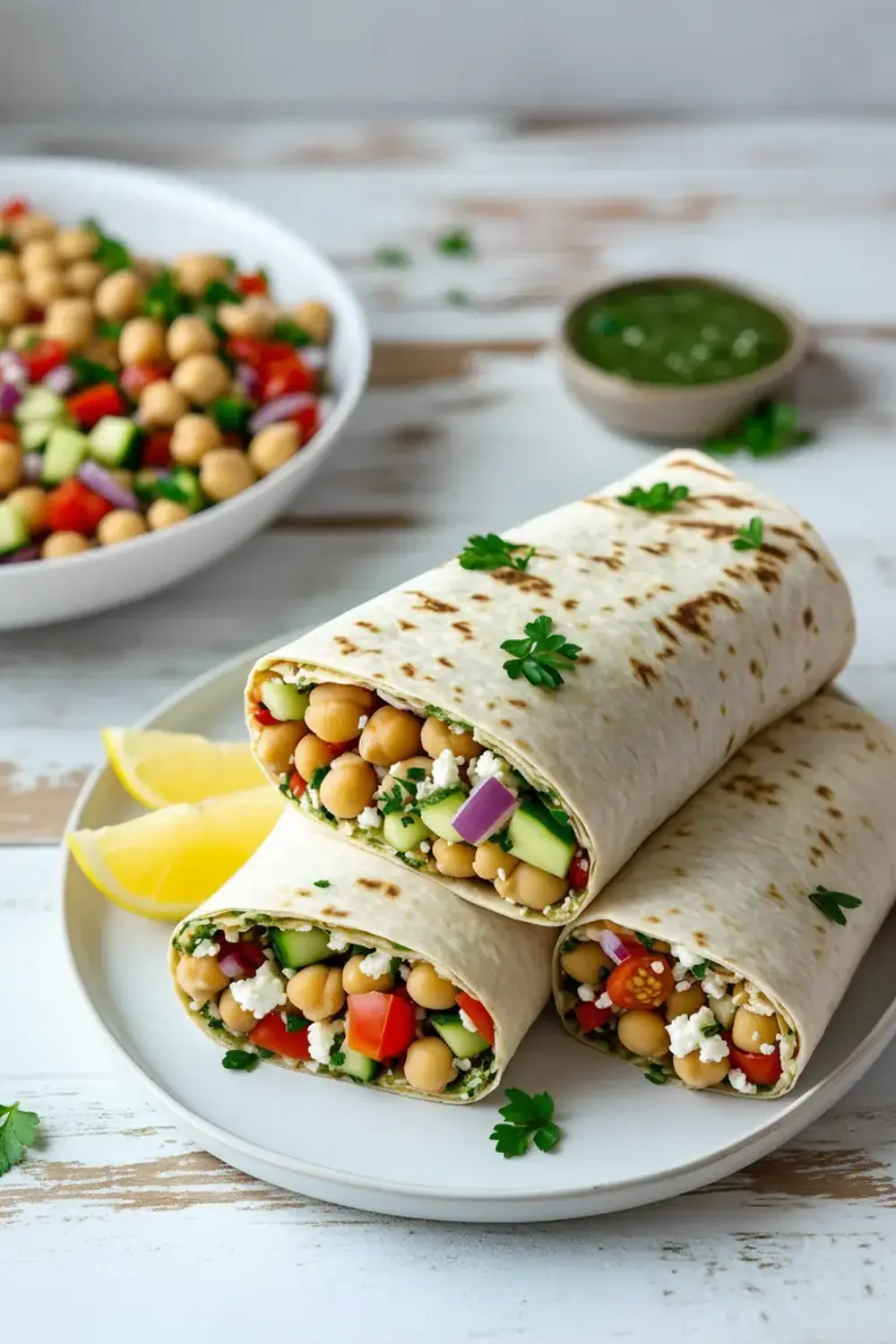 Mediterranean Chickpea Salad Wraps