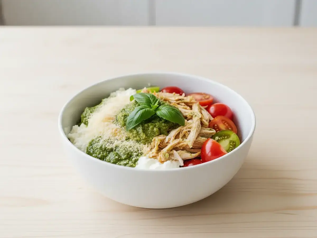 Pesto & Tomato Cottage Cheese Bowl