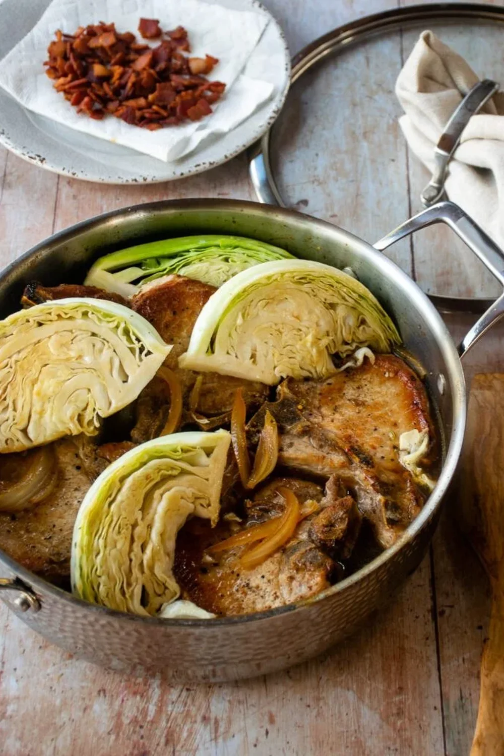 Pork Chops with Sautéed Cabbage & Bacon