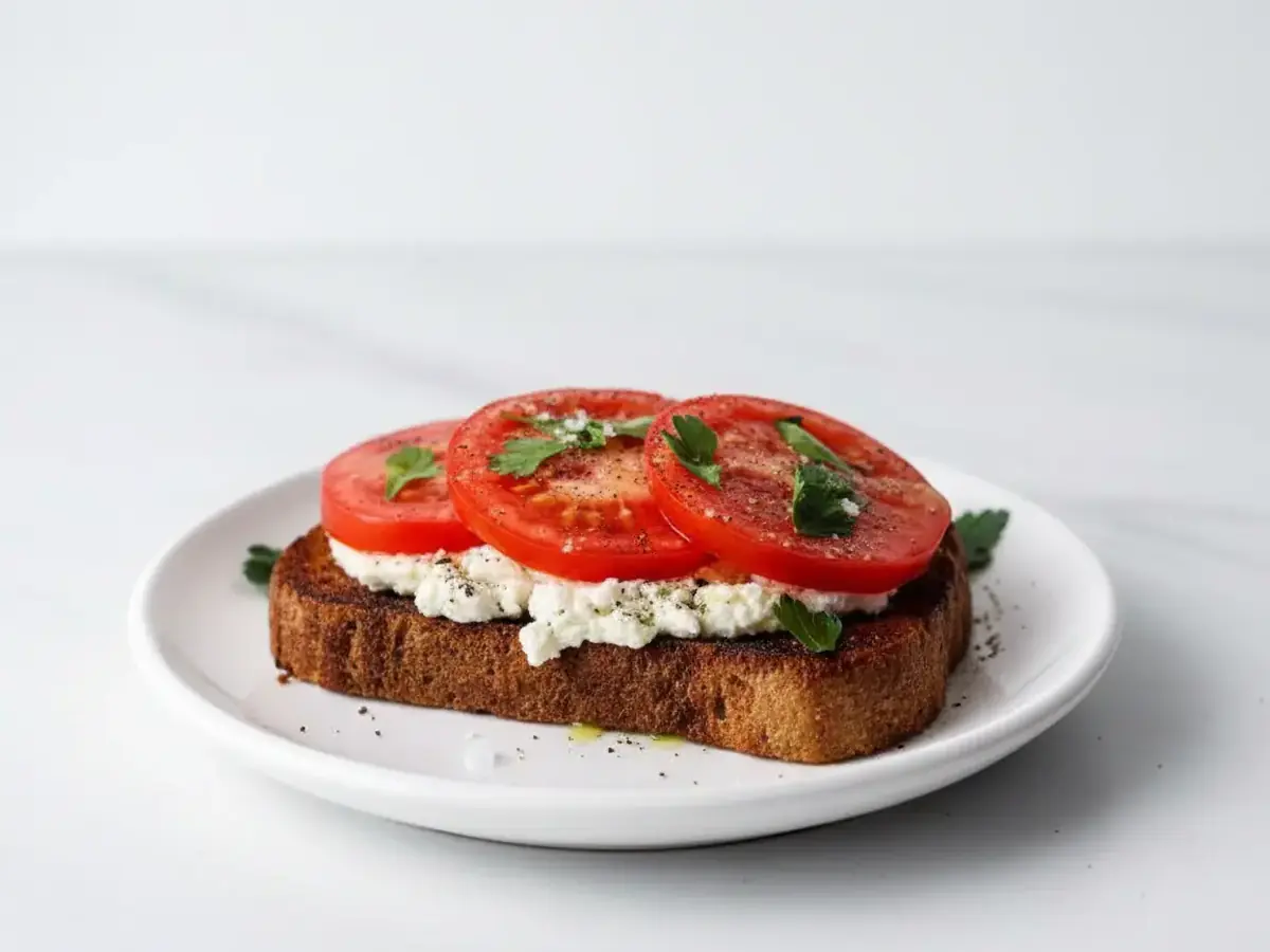 Ricotta & Tomato on Rye Toast