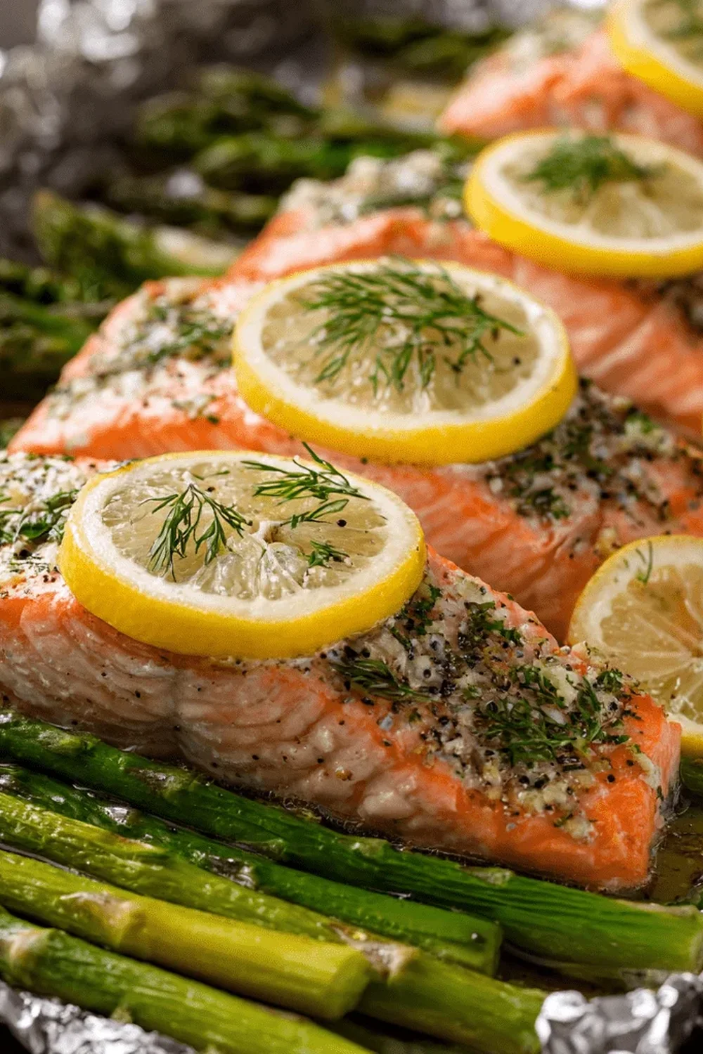 Seared Salmon with Asparagus & Lemon Dill Sauce