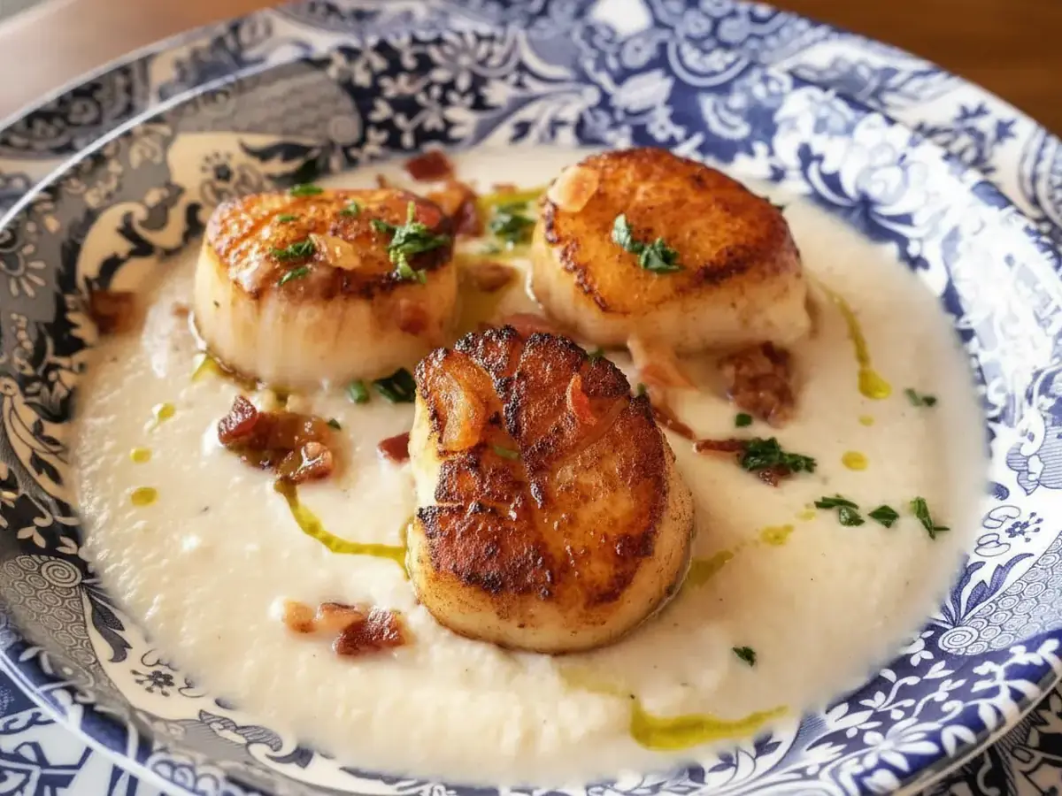 Seared Scallops with Cauliflower Purée