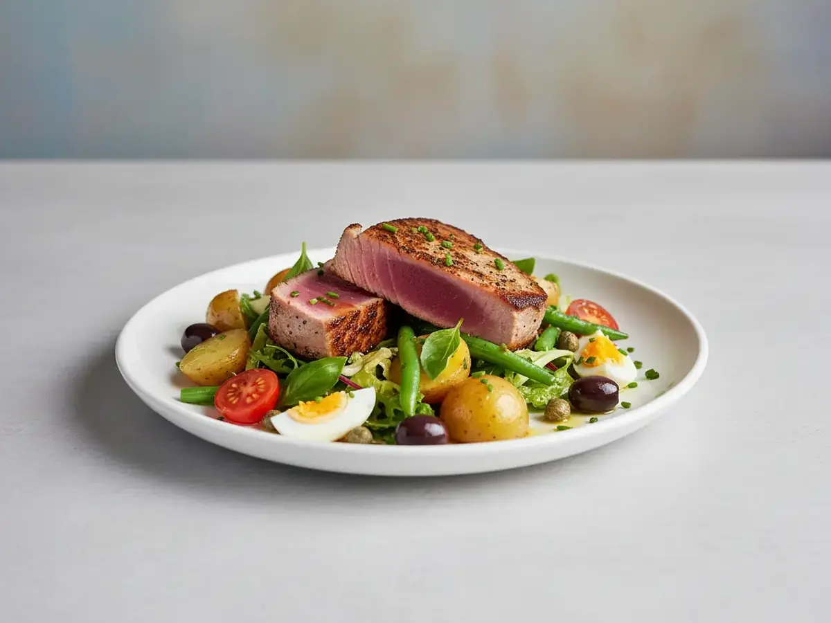 Seared Tuna Steaks with a Nicoise-style Salad