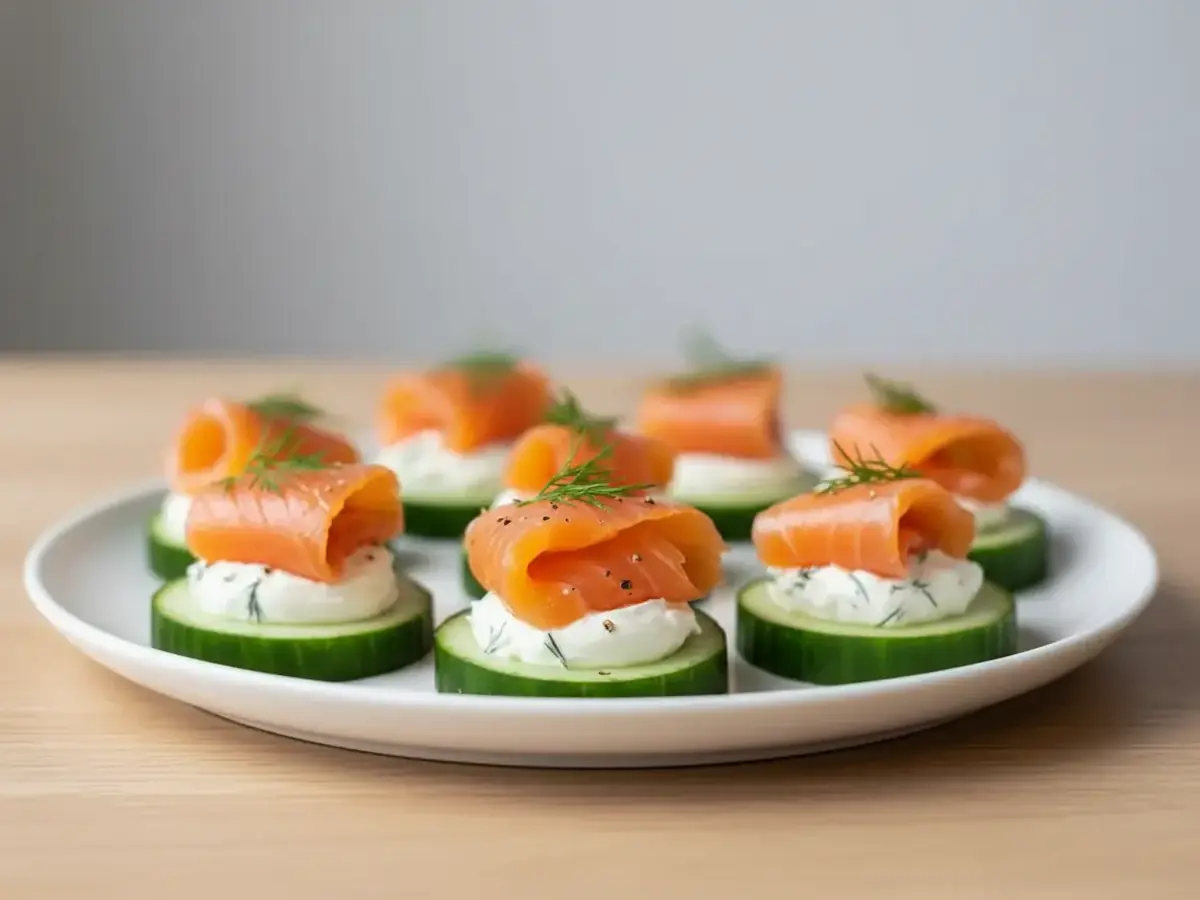Smoked Salmon & Cream Cheese Cucumber Slices
