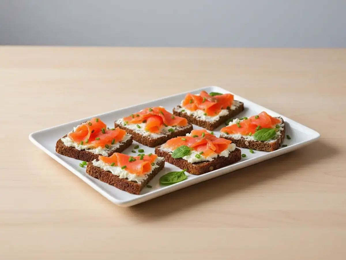 Smoked Salmon & Cream Cheese Rye Toasts
