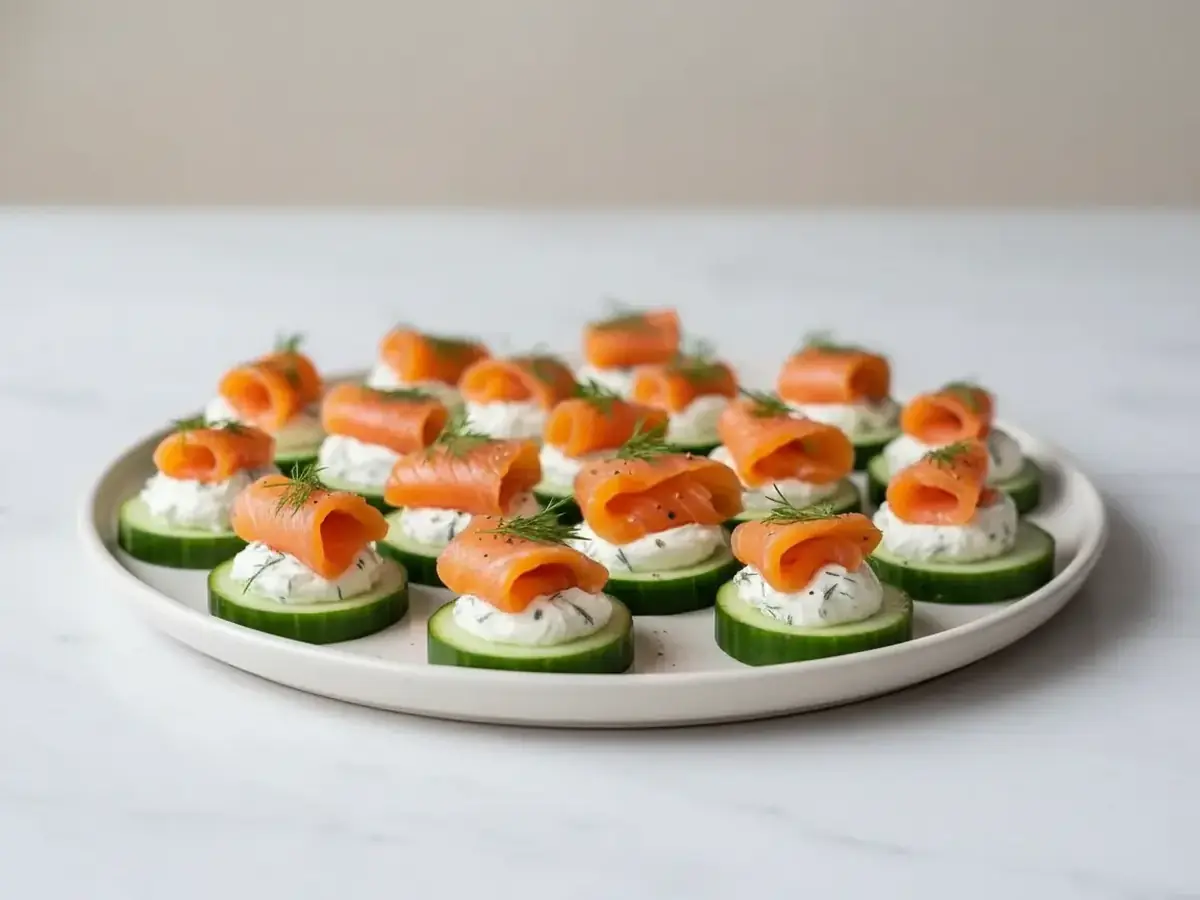 Smoked Salmon and Cream Cheese Cucumber Bites