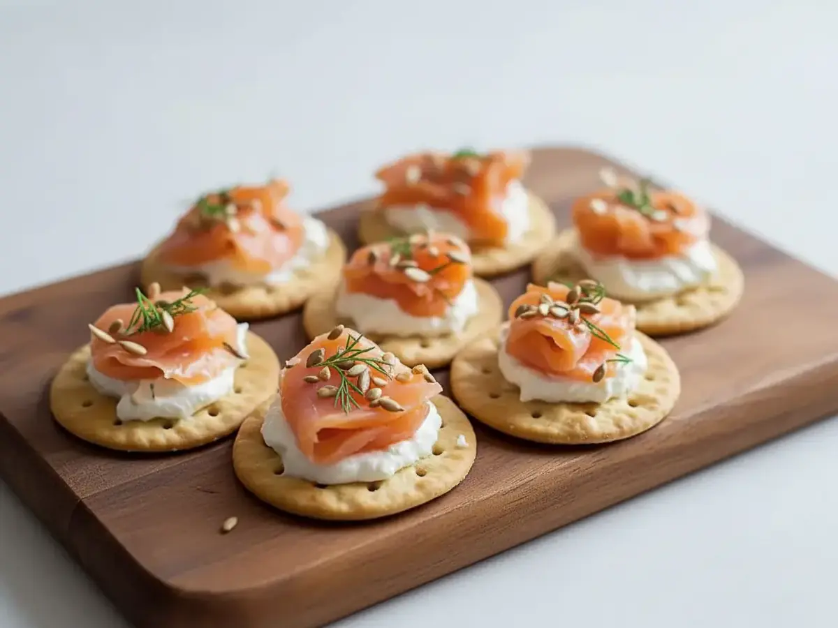 Smoked Salmon and Cream Cheese on a Cracker