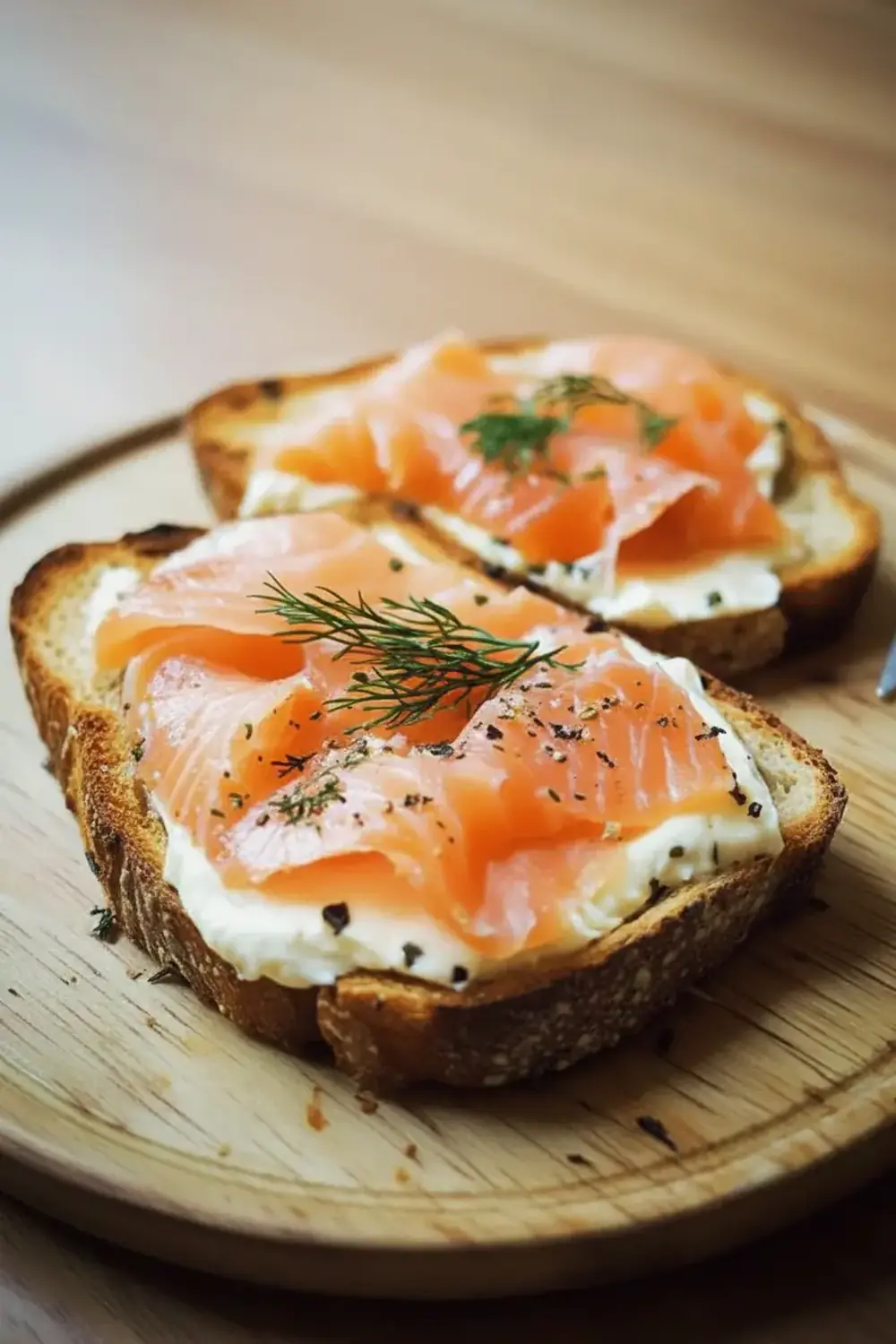 Smoked Salmon and Cream Cheese on Wholemeal Toast