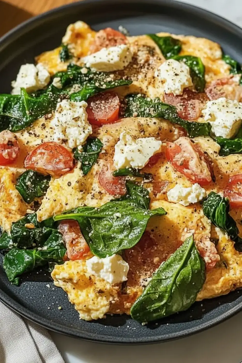 Speedy Spinach & Feta Scramble