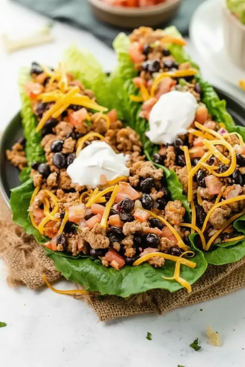 Spicy Turkey Mince & Black Bean Lettuce Wraps