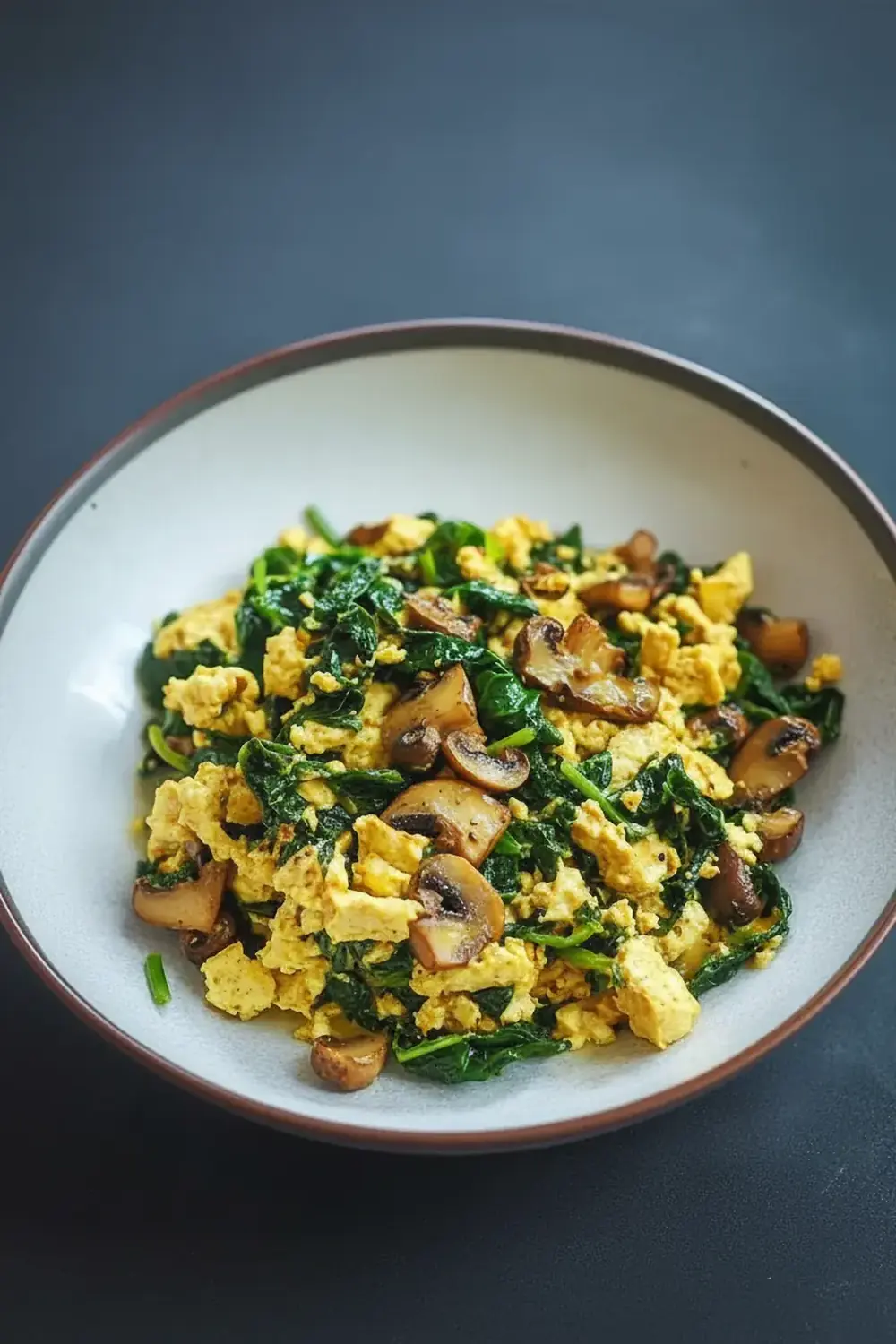 Tofu Scramble with Spinach and Mushrooms