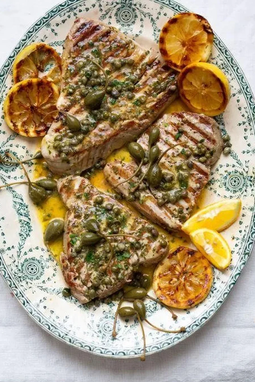 Tuna Steak with Green Beans & Lemon Butter