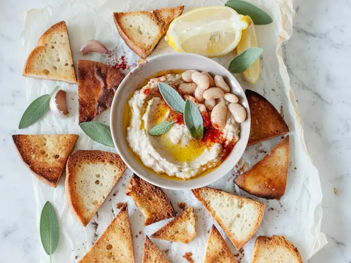 White Bean Dip with Pitta Triangles